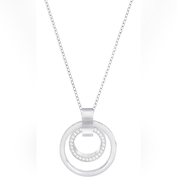 SWAROVSKI Crystal Medium White Hollow Rhodium-Plated Pendant - Picture 2 of 4